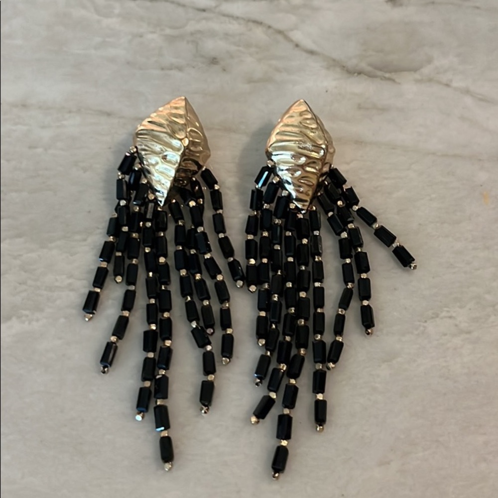 Zara black and gold fancy earrings